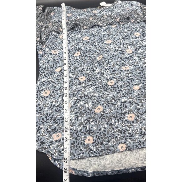 LOFT Women’s Floral Bell Sleeve Ruffle Round Neck Casual Blouse Top Sz L NEW - Picture 11 of 12